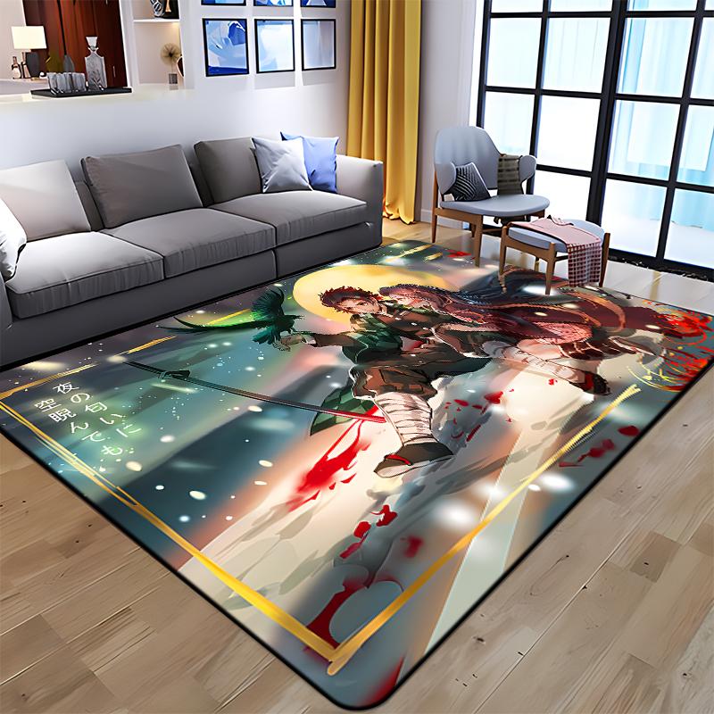 Demon Slayer Art Print Floor Mat Living Room Game Room Carpet Camping Picnic Mat Doormat Floor Mats Anime Room Decor Area Rug