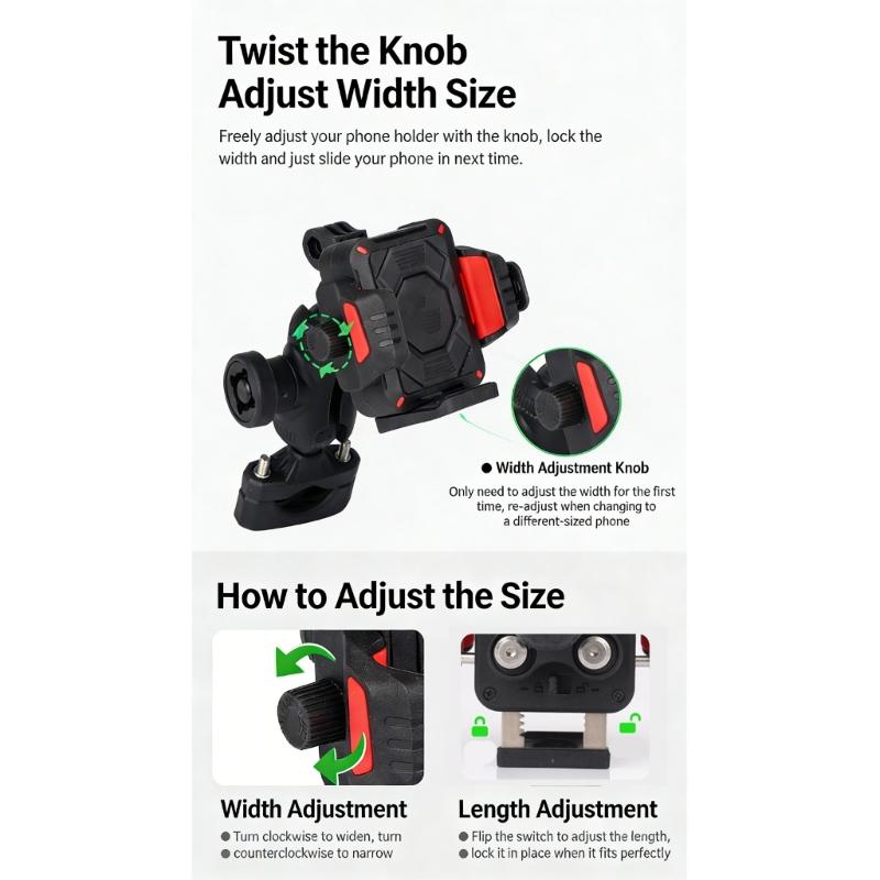 Shockproof Bike Phone Mount Support Rack For Ebikes And Motorcycles Handlebar Navigation For Smartphones Up To 90mm Wide