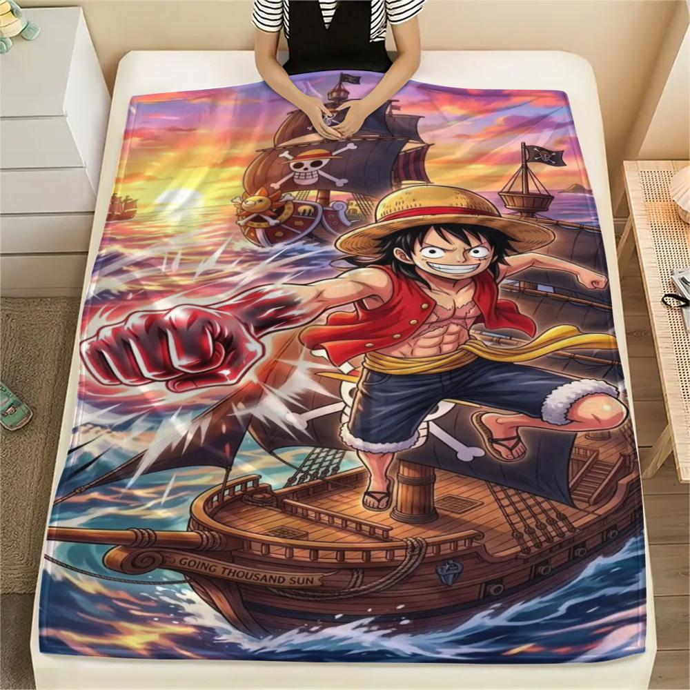 Luffy Versatile Daily Print Flannel Blanket, Warm Piece for Bedroom, Chair, Sofa, Bed and Outdoor Picnic.-TING