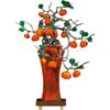 Exquisite Copper "Persimmon with Natural Lacquer Finish" Statue (GREEN) | New Chinese Style Feng Shui Decor for Wealth & Harmony, Perfect Home or