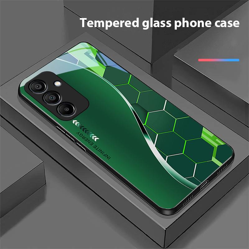 Научно-фантастический серебристо-белый чехол для телефона из закаленного стекла для Samsung Galaxy A15 5G 54 4G 51 50 24 35 90 71 12 51 53 52S 80 22 34 Черный