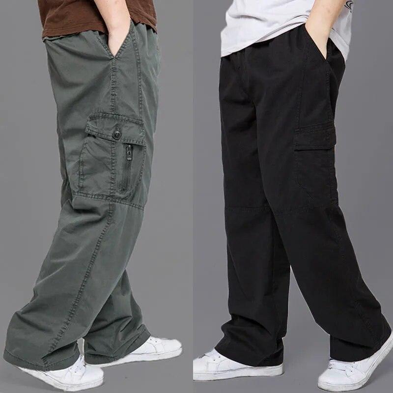 Cargo Pants Men's Loose Straight Oversize Clothing Solid Grey Versatile Work Wear Black Joggers Cotton Casual Male Trousers