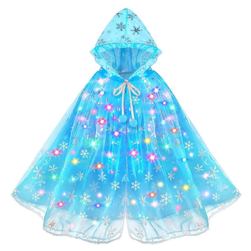 Hooded Mesh LED Princess Cape Cloak, Kids Cosplay Stage Party Outfit Factory Direct Supply