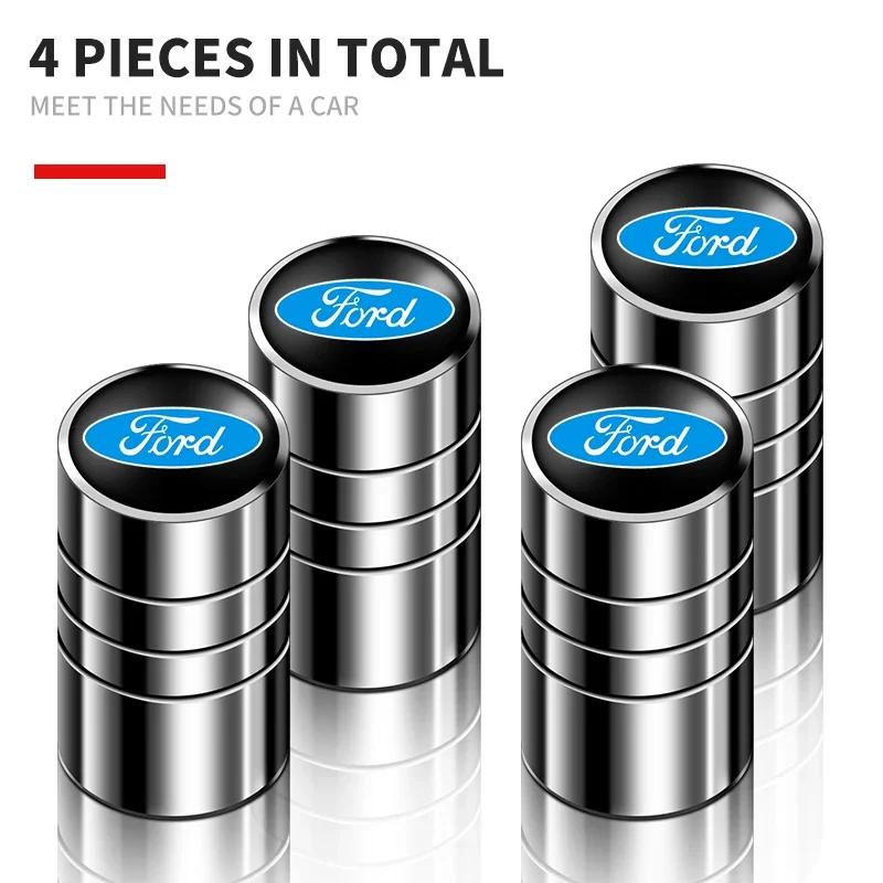 New 2026 Car Sticker 4pcs Car Wheel Air Valve Stem Cover Caps For Ford Focus Fiesta Ranger Mondeo Escort Falcon Flex S-MAX Kuga