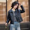 Short Leather Jacket Women's New Spring and Autumn Small Temperament Retro Casual Front Shoulder PU Leather Motorcycle Jacket
