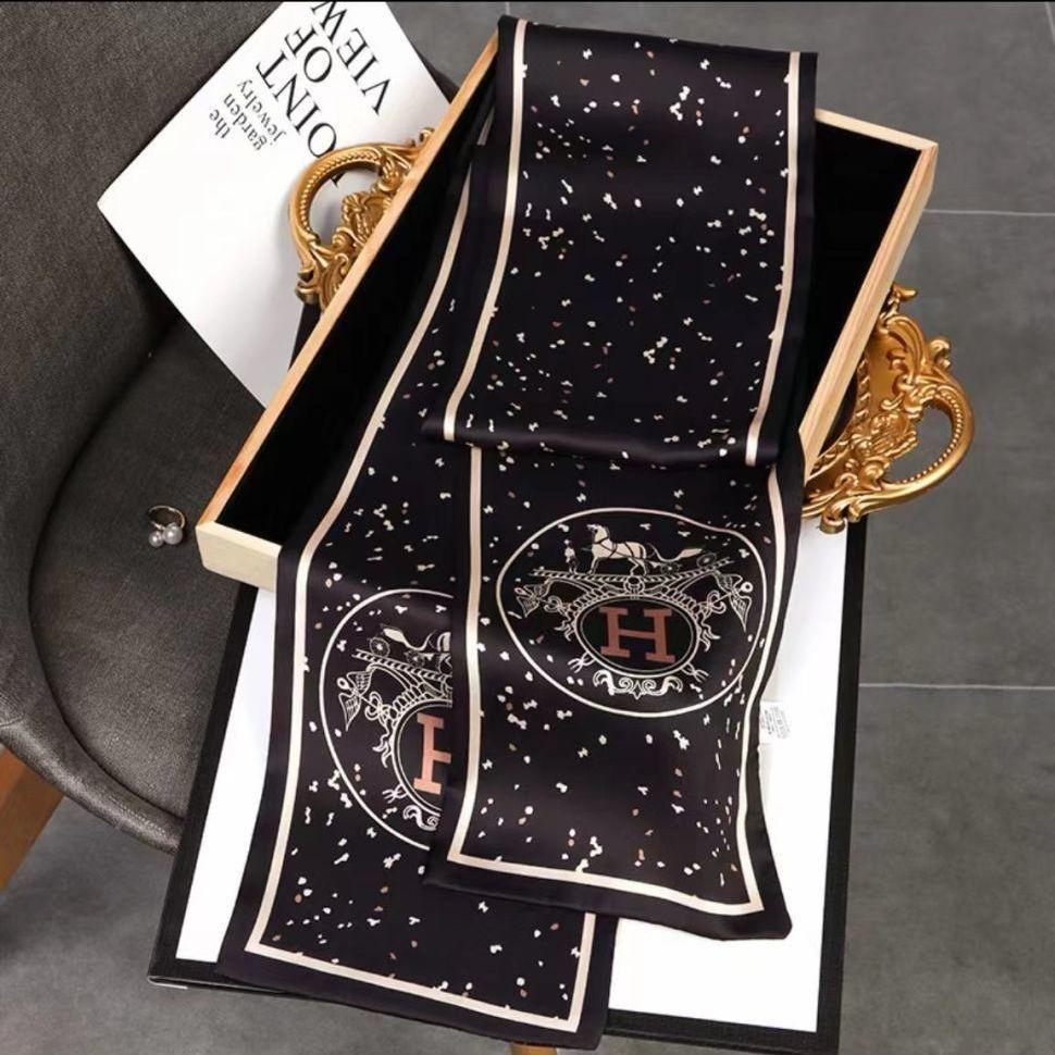 Green Retro Scarf, High-end Decoration, Small Strip Scarf, Women's Fashionable Professional Scarf, Neck Scarf, Headband Scarf