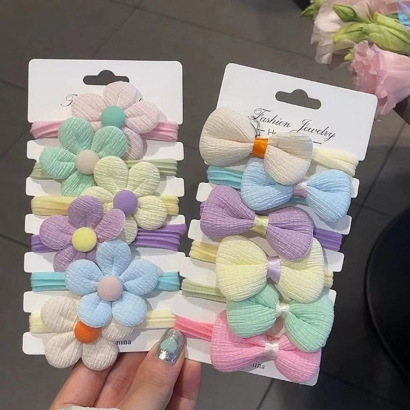 6 шт. Детская повязка на голову с бантом и цветком для девочки, эластичная резинка для принцессы, кофейного цвета, детские аксессуары для волос