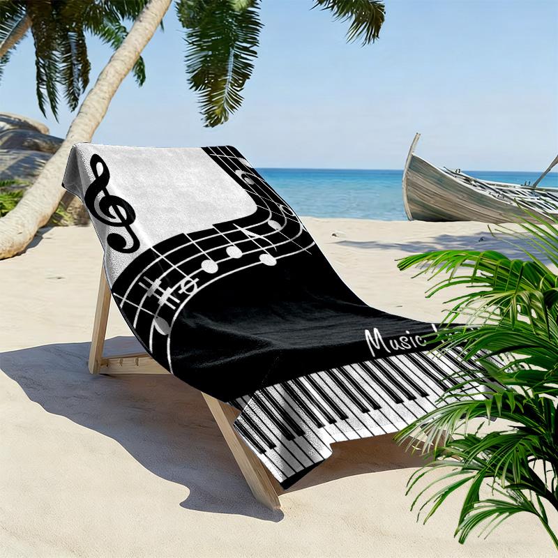 Music Note Print Beach Towel, Large Soft Quick Dry Towel for Beach Camping Swimming