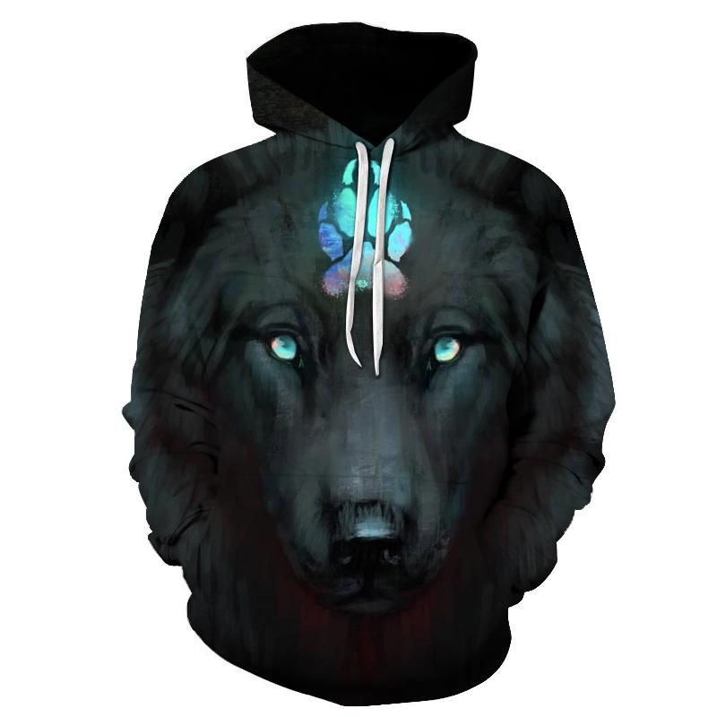 Животный узор Howl Wolf 3D Printing Hoodie Мужские толстовки Женские пальто Зимние толстовки Oversize Top