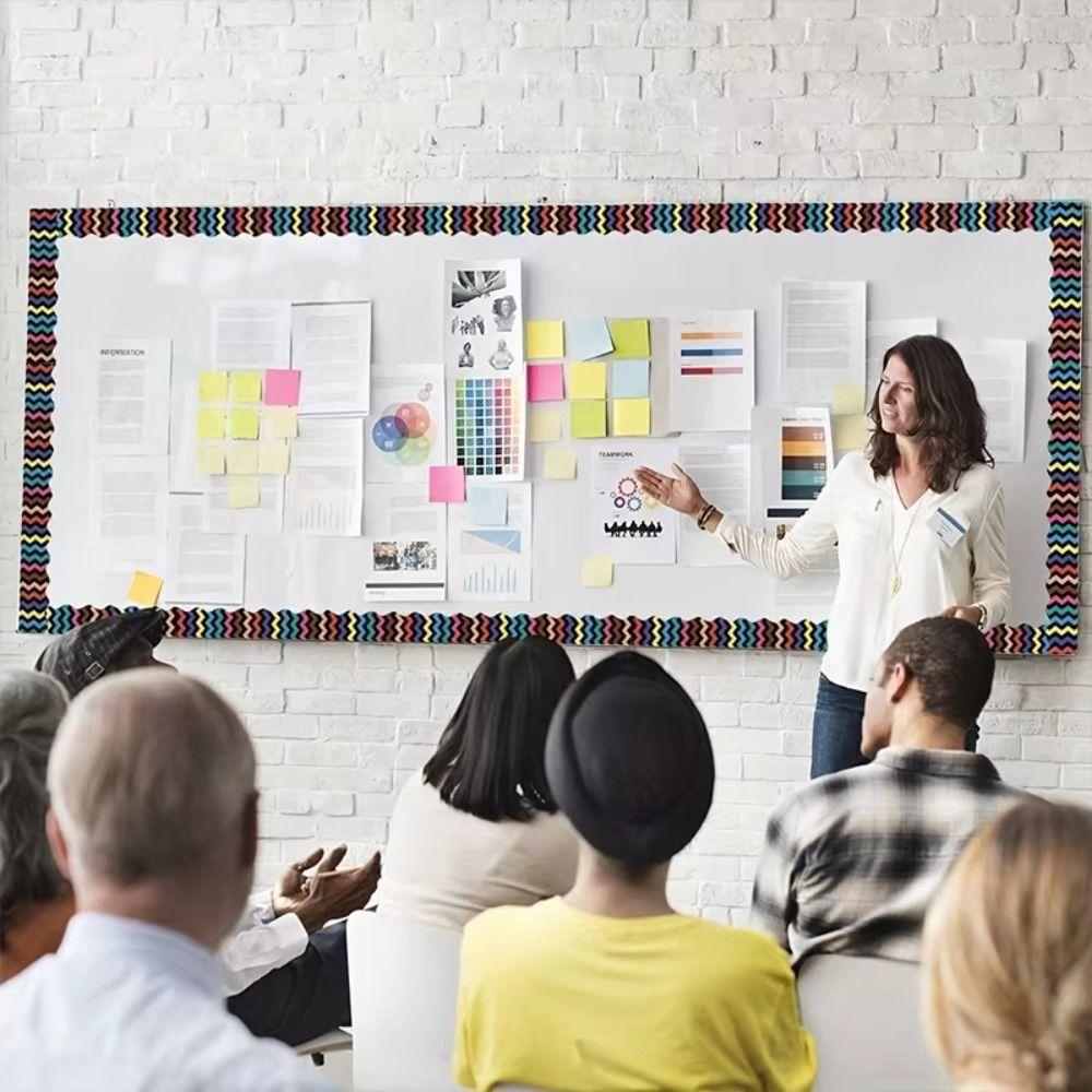 Colored Wavy Edge Paper DIY Wall Decoration Poster Border Stickers for Classroom Board Home Party