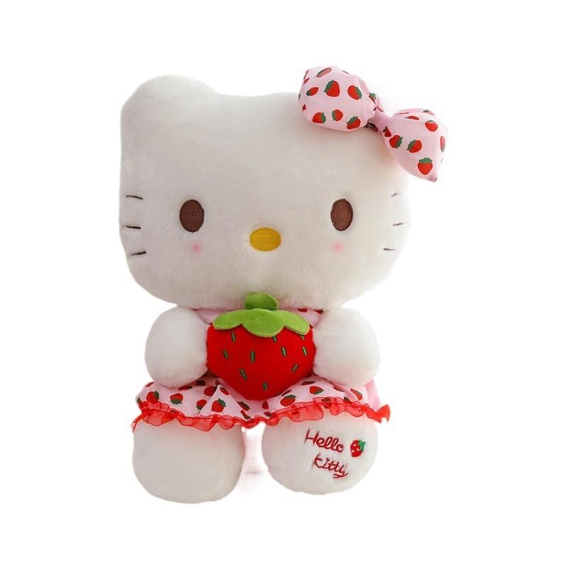 New Hello Kitty Strawberry Kt Cat Plush Doll Child Companion Toy For Girls