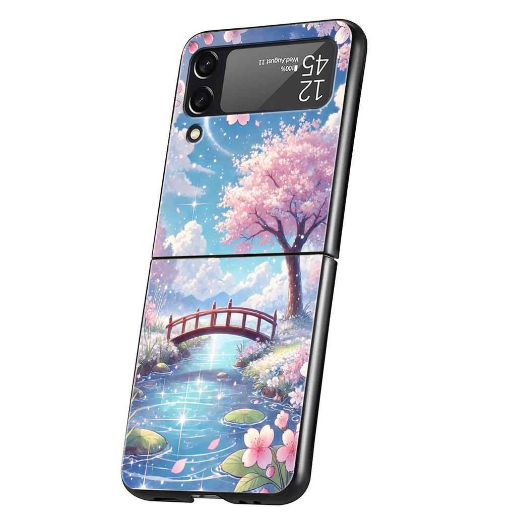 Корейский Цветочный Жесткий ПК Чехол для Телефона Для Samsung Galaxy Z Flip 7 6 5 4 Черная Крышка Для Galaxy Z Flip 3 Складной Fundas Shell Capas
