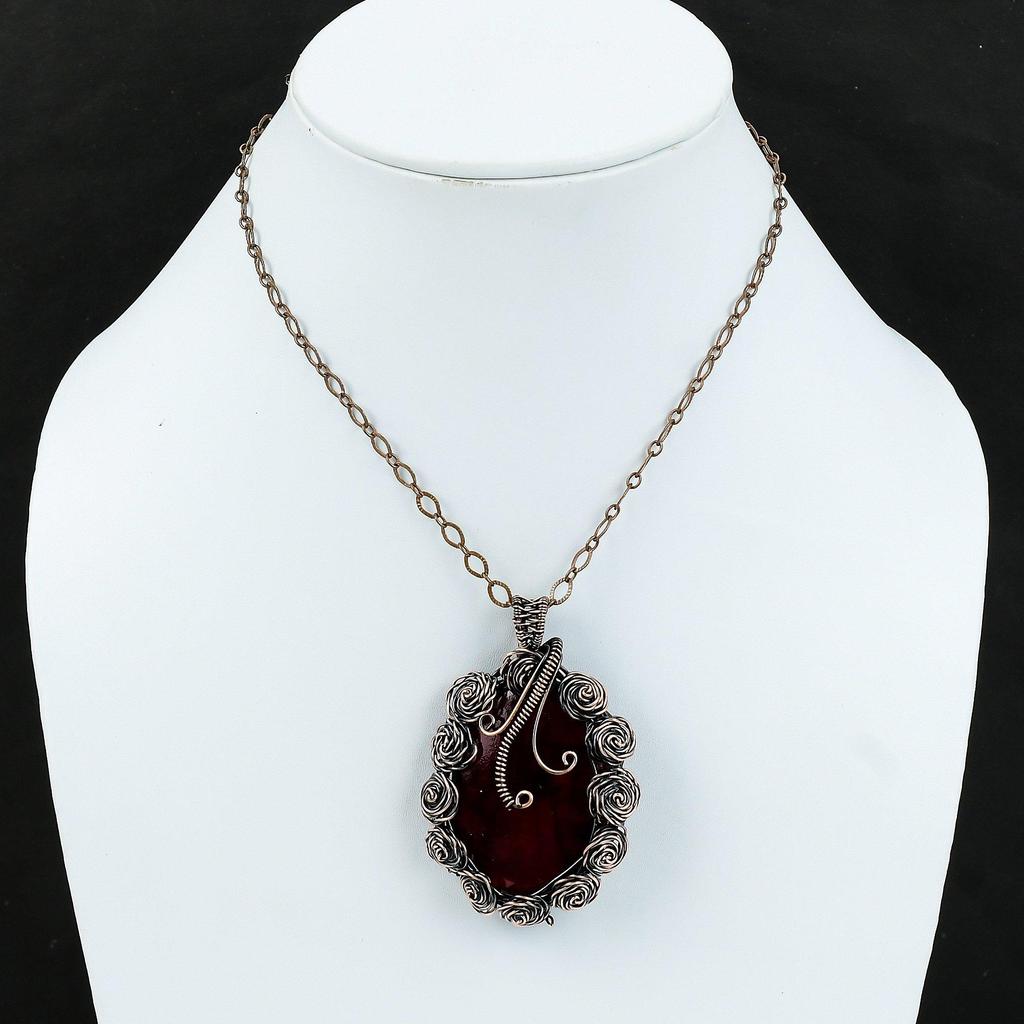 Red Fire Labradorite Pendant Copper Wire Wrapped Pendant Handmade Pendant Copper Jewelry Gemstone Pendant Wire Wrapped Jewelry Gift For Mom