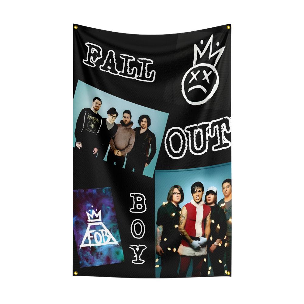 Флаг Fall Out Boy Рок-музыкальная группа Баннер HD-печать Гобелен Выставка, Фанаты музыкальной группы, Декор гаража