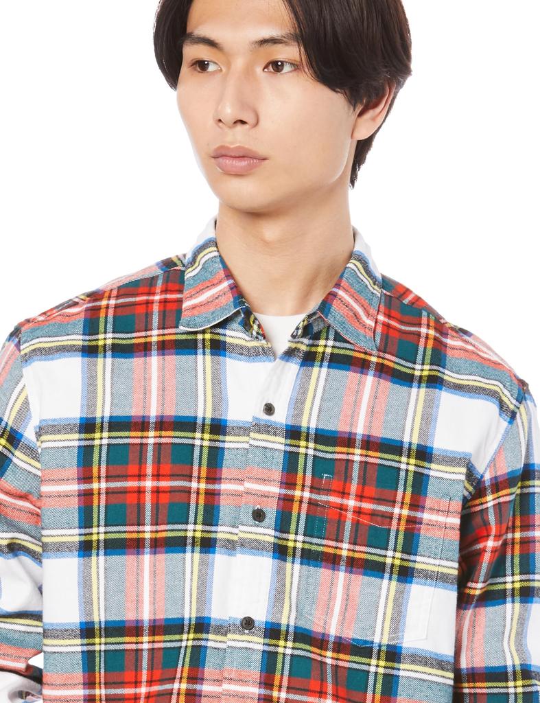 Мужская фланелевая рубашка с длинным рукавом Amazon Essentials, бело-красная, клетка тартан, размер S