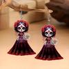 2D Gothic Punk Style Ghost Bride Print Pendant Earrings, Acrylic Flat Skull Design, Suitable For Daily Wear And Parties, Halloween, Day Of The Dead