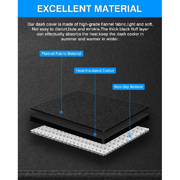 Autorder Dashboard Cover Mat For 2002-2005 Dodge Ram 1500 & 2003-2005 2500/3500 Accessories Dash Cover Flannel Dash Mat Sunshade Glare UV Rays
