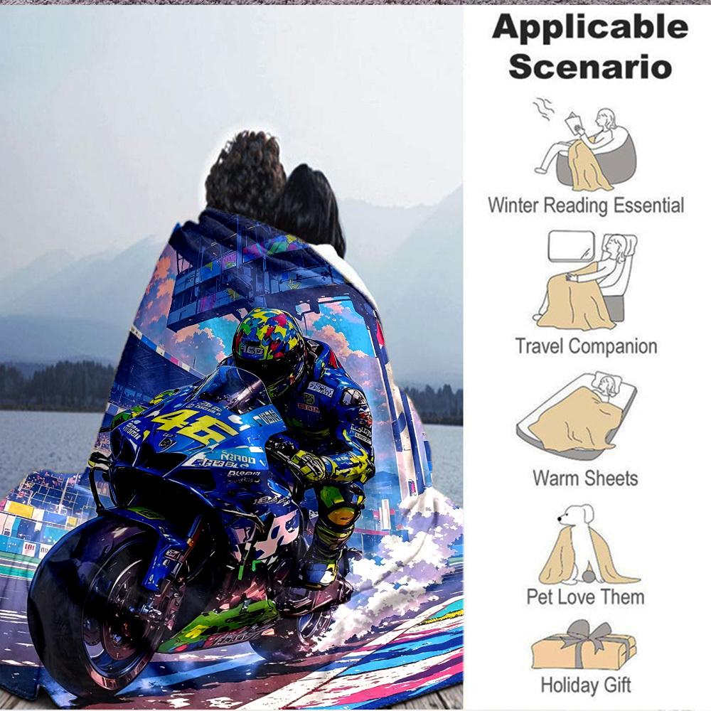 1pc Motorcycle Racing Blanket Lightweight Flannel Blanket Throw Blanket For Sofa, Bed, Travel, Camping, Livingroom, Office, Couch