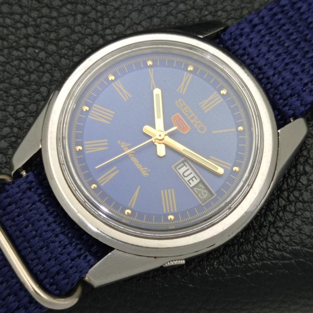 VINTAGE SEIKO 5 AUTOMATIC 6119C JAPAN MENS BLUE COLOR DIAL WATCH A500099-2 R151a-a500099