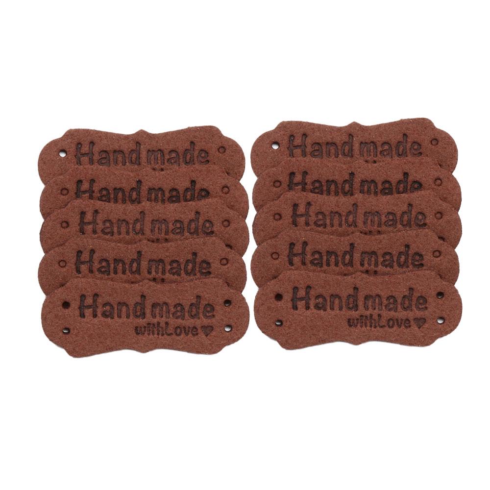 20PCS Handmade Hats Bags PU Leather Clothes Tags Garment Labels Label Hand Made With Love