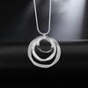 S925 Silver Plated Three Ring Pendant Necklace Frosted Women's Gift
