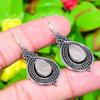 Natural Rose Quartz Gemstone Handmade 925 Sterling Silver Earring 1.97" V6R98