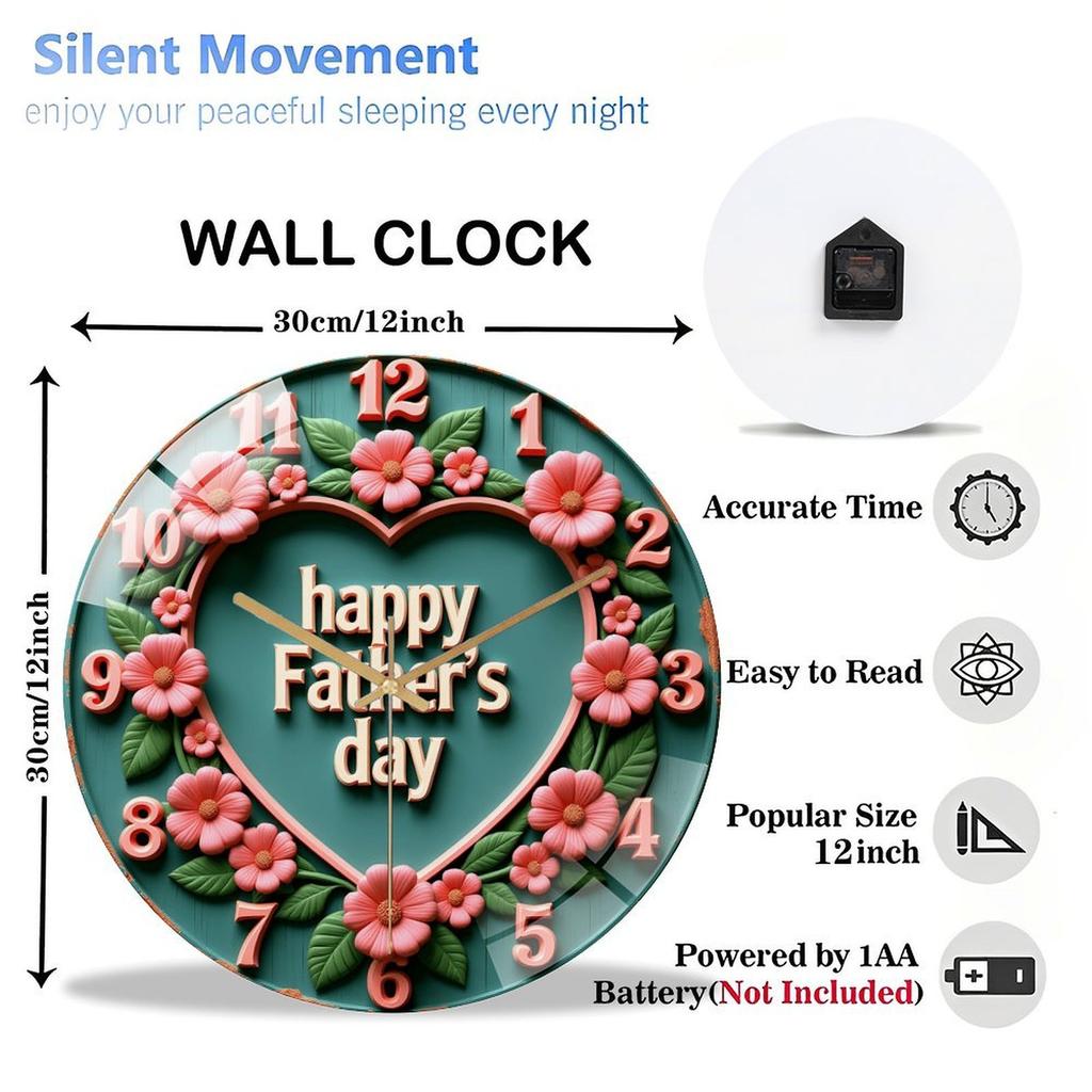 Large 12 Inch Round Wall Clock Constructed from Robust, Long-Lasting Materials