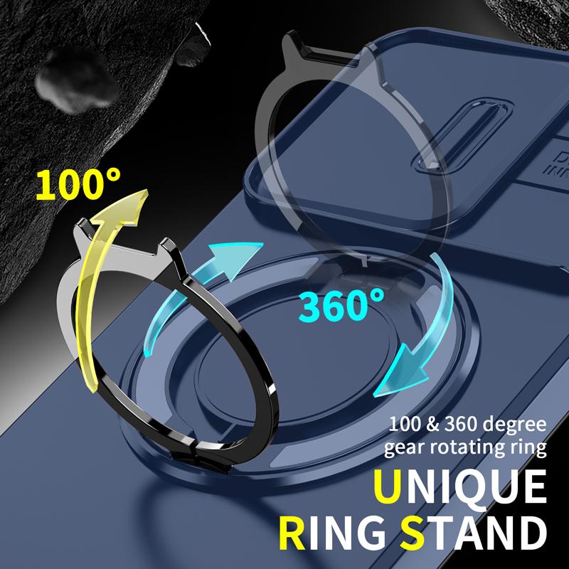 For Vivo V60 Lite 5G Case Heavy Duty PC+TPU Ring Car Mount Magnetic Stand Slide Camera Cover for VIVO V60 Lite