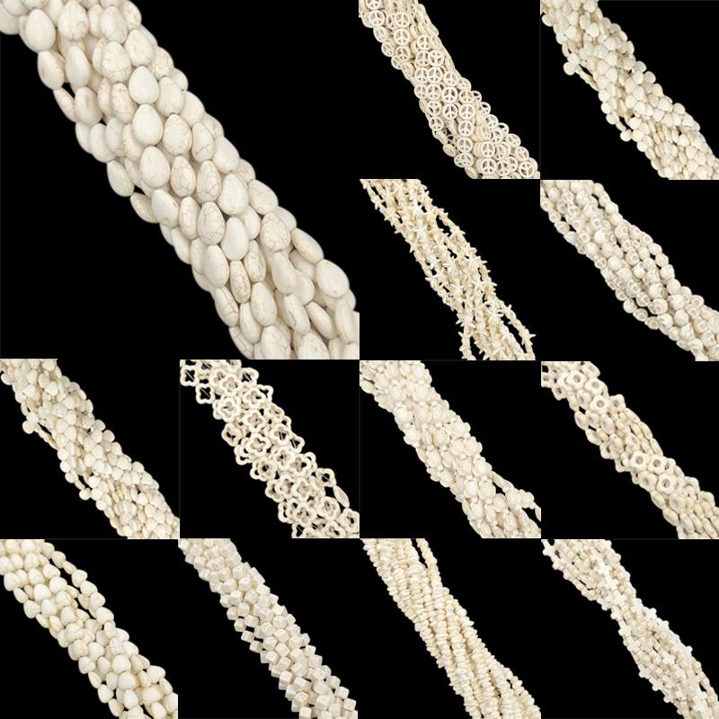 Белые квадратные морские звезды, цветок, череп, креативные бусины из натурального бирюзового камня, свободные бусины для аксессуаров «сделай сам»