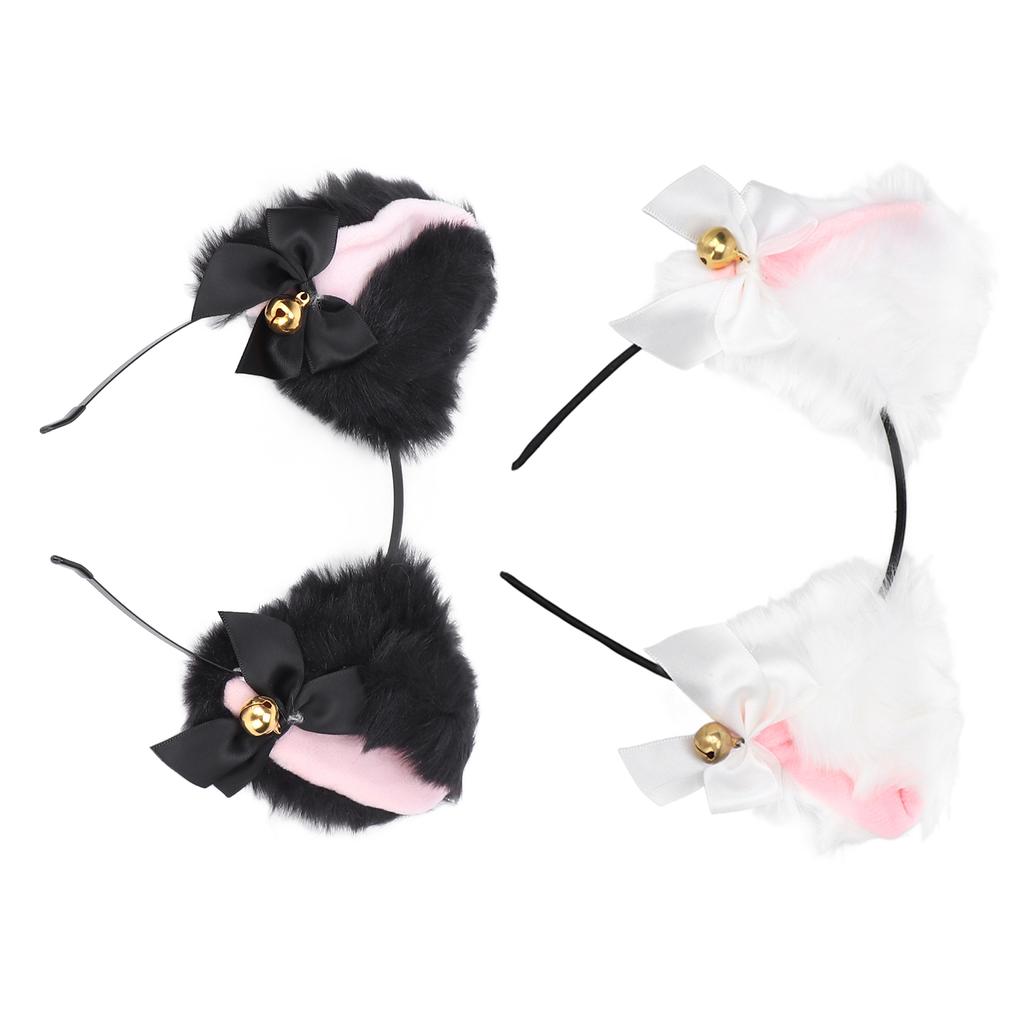 Милая плюшевая повязка на голову с кошачьими ушками и колокольчиком для костюмированной вечеринки на Хэллоуин