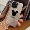 Чехол с контуром головы Микки для iphone 18 Pro Max 17 Pro 16 Plus 14 XR 13 Air 11 XS Max 15 12 Серебристый Блестящий Фон с Трещинами