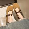 Vintage Mary Jane shoes women's flat 2025 summer new shallow mouth one-word strap with skirt single shoes soft-soled Doudou shoes