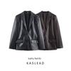 Kaslead Новая женская одежда Мода в западном стиле Прямые блейзеры с эффектом кожи 1255760