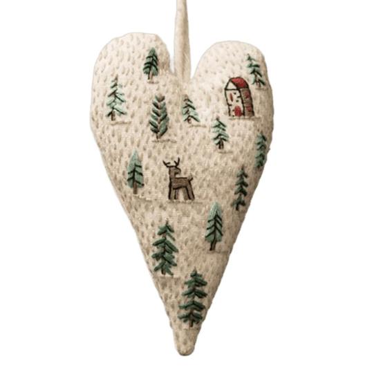 Набор для вышивания рождественского украшения, подвеска ручной работы в форме сердца, DIY украшение для подвешивания на елку, праздничная атмосфера вечеринки