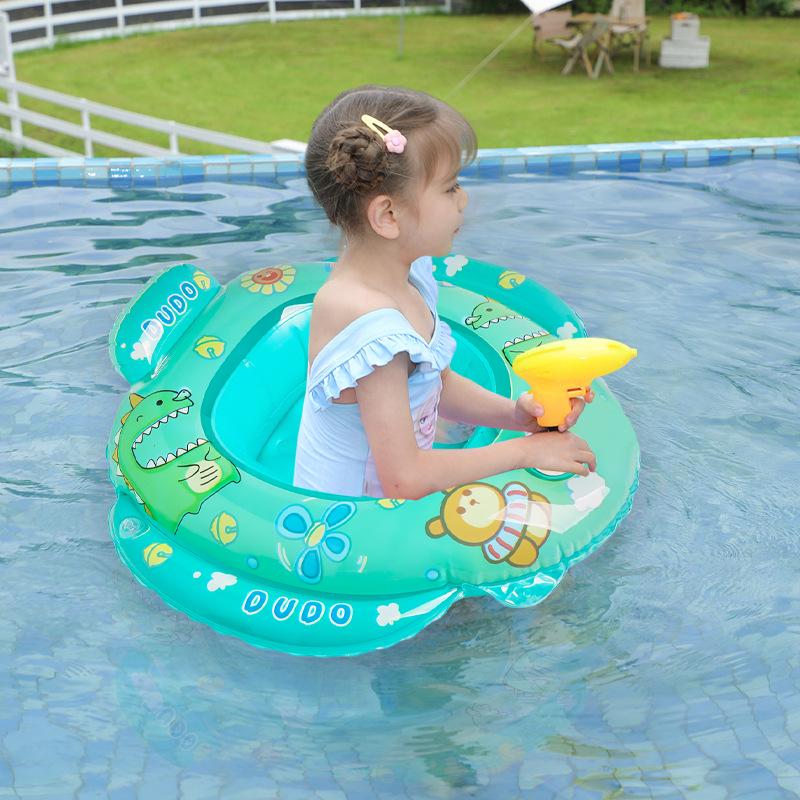 Summer Cartoon Airplane Baby Swim Ring with Handle - Anti-Rollover Design