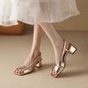 Мода 2025 Высококачественная обувь для женщин Сандалии женские с ремешком на пряжке Модные с открытым носком Офисные и для карьеры Новые сандалии на каблуке с квадратным носком