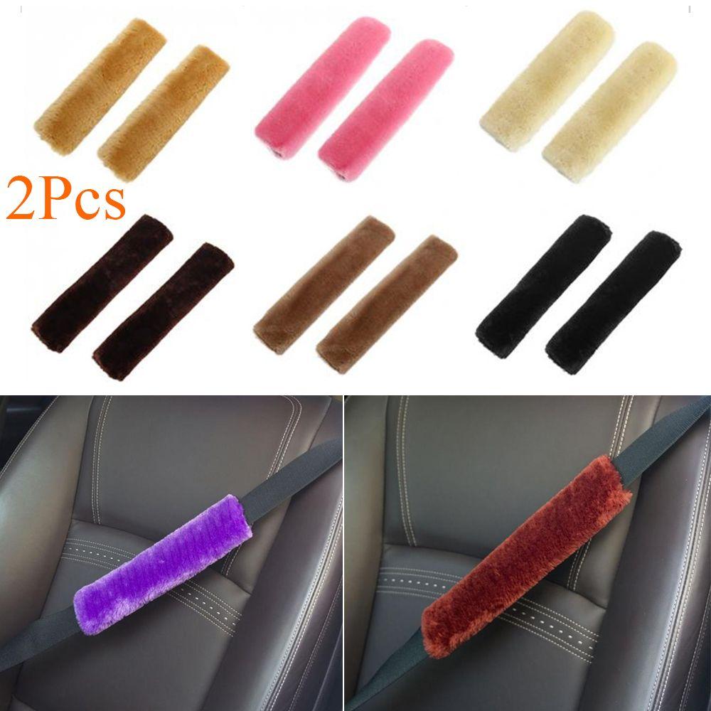2 Pcs/Set Fashion Soft Auto  Harness Cover Plush Car Seatbelt Shoulder Pad  Seat Belt
