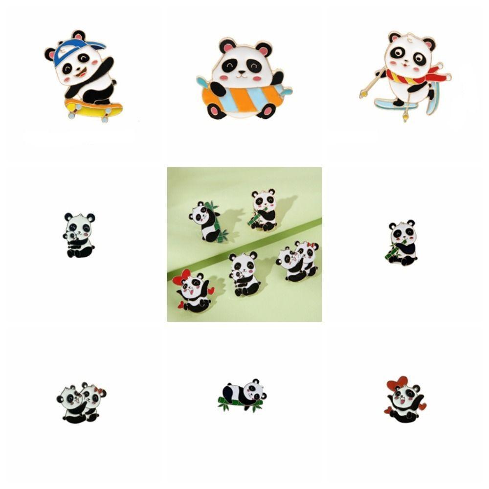 Enamel Giant Panda Zinc Zinc Alloy Brooch Oil Dripping  Cute   Kids