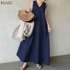 Женское повседневное летнее длинное платье без рукавов с V-образным вырезом