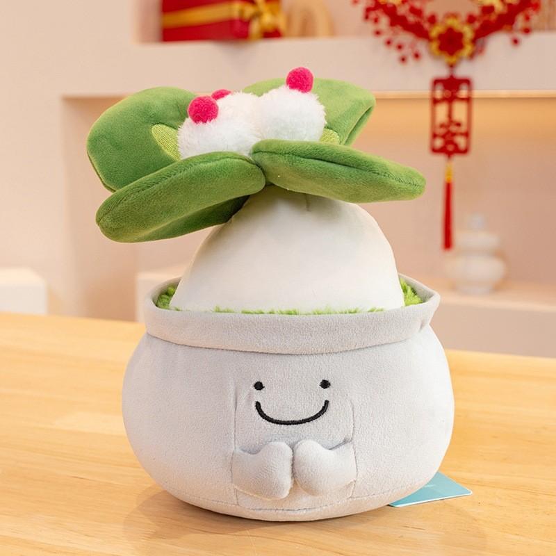 Adorable Office Plant Plush Toy Cute Buddha Style Potted Doll For Gift Giving