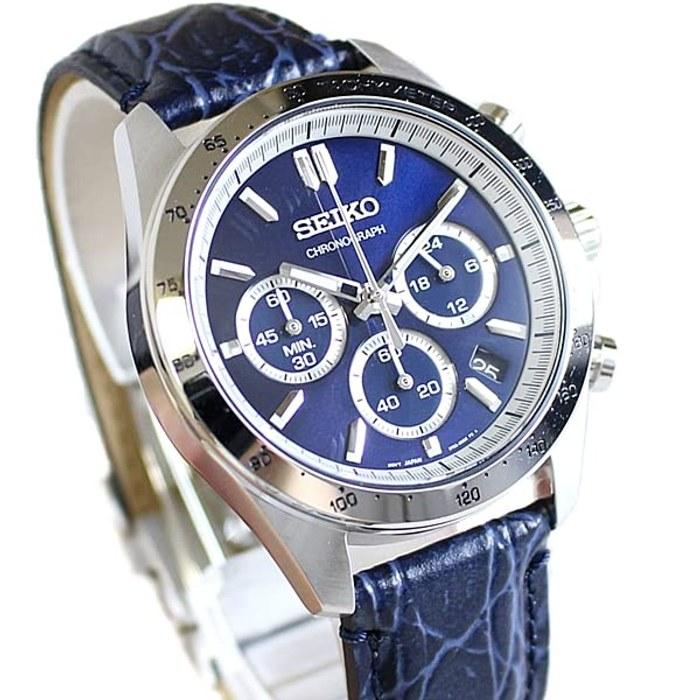 Seiko Часы Мужские SPIRIT Хронограф Серебристый Корпус Синий Кожаный sbtr019