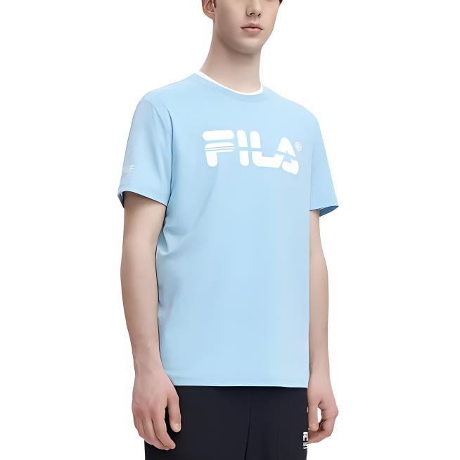 Fila Футболки Мужские Светло-голубые С круглым вырезом Умеренный прямой крой F11M329101F-LB