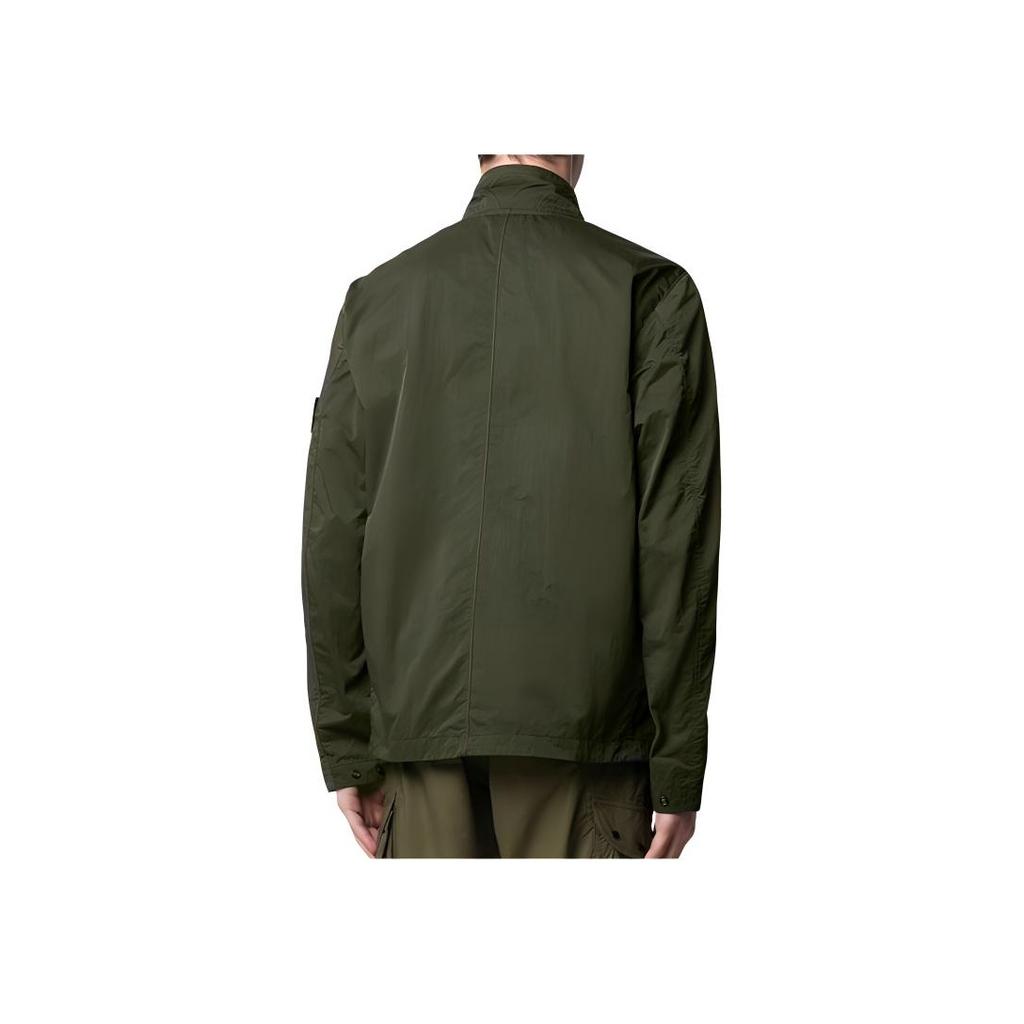 Stone Island Solid Logo Patch Zip Long Sleeve Jacket Men jackets Green 741543833-V0058