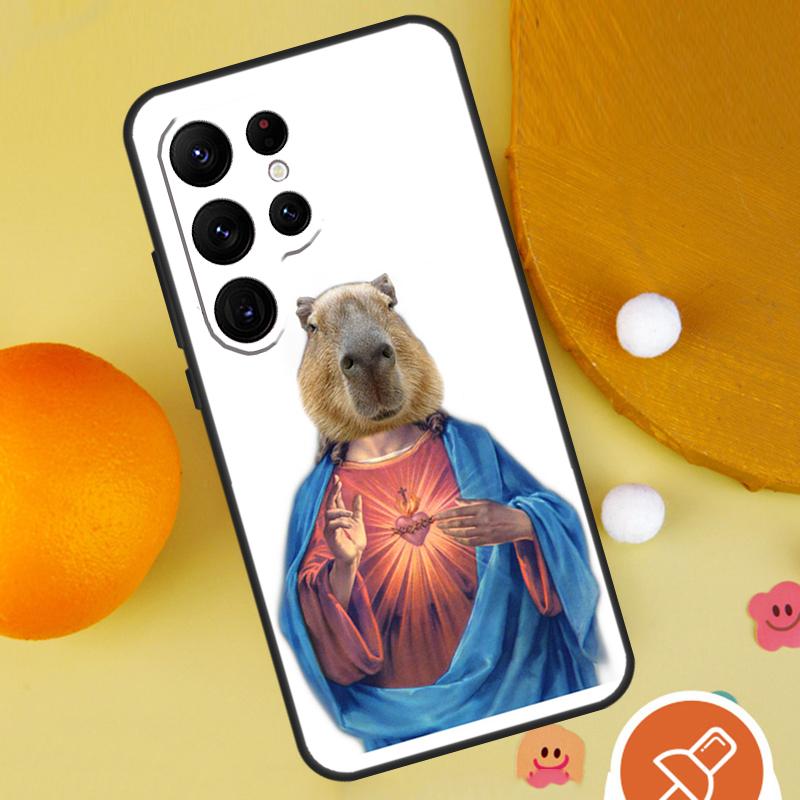 Cute Cartoon Capybara Phone Case For Samsung Galaxy S25 Ultra S24 S23 S22 S21 Ultra S9 S10 Plus S20 FE Funda Cover