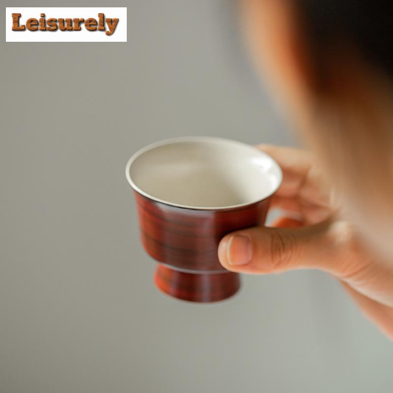 80 мл чашка для чая ручной работы Powder Yin High Foot, японская грубая керамика, мастерская чашка, персональная дегустационная чаша Chazhan, чайный набор Kung Fu
