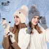 Winter Plush Ball, Ear Protection, Pullover Hat, Touch Screen Gloves, Hat, Warm Two-piece Set, Plush Knitted Wool Hat, Women
