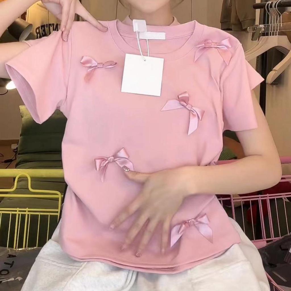 Японская розовая милая и острая летняя футболка в студенческом стиле, облегающая, с коротким рукавом