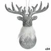 Christmas Bauble Reindeer Silver Plastic Glitter 13.5 X 15.5 X 7 Cm (24 Units)
