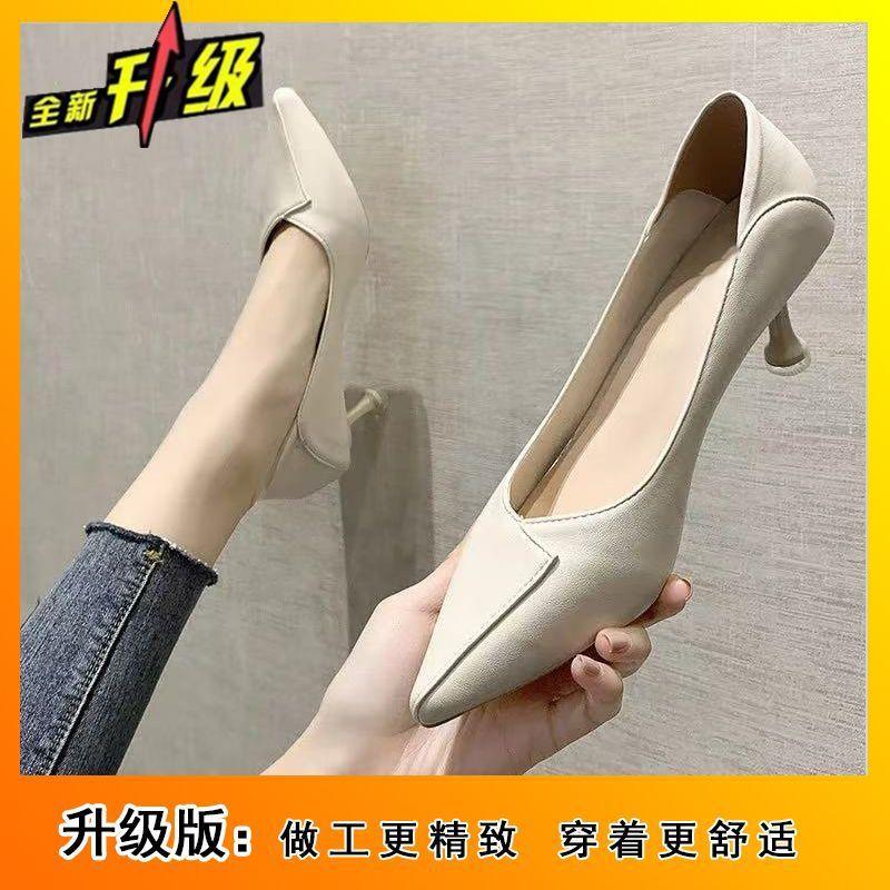 With skirt versatile temperament elegant high heels 2025 spring and summer Internet celebrity explosion retro style shallow mouth comfortable single s