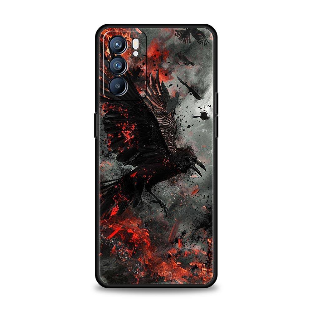 Черный Ворон Чехол для Телефона Для Oppo Reno 13 12 11 10 7 F Find X5 X6 A98 A80 A79 A78 A57 A54 A31 A17 Pro 5G Мягкий ТПУ Чехол Fundas Сумка